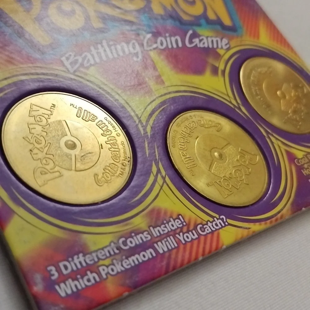 Pokemon Battling Coin Game Packs Hasbro Nintendo Collectible Brass VTG 90s - Picture 5 of 16